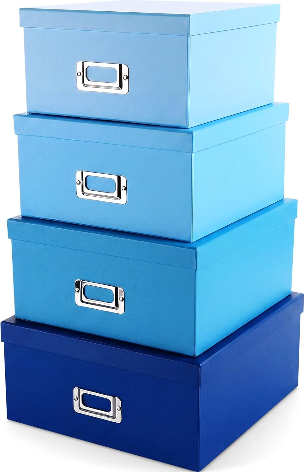 4 Pcs Decorative Storage Boxes with Lids, Blue Gradient