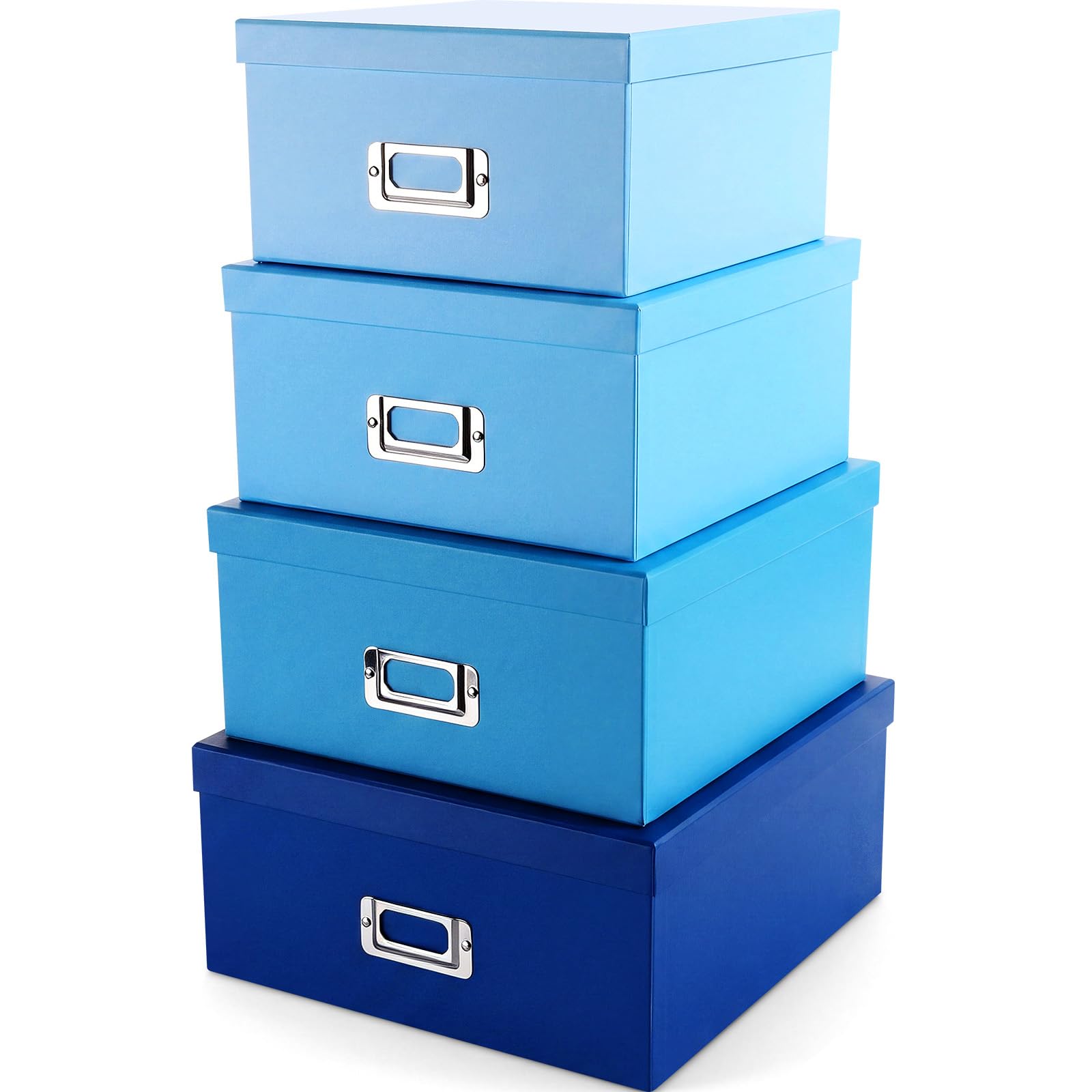 Photo 1 of YooNotee 4 Decorative Storage Boxes with Lids, Blue Gradient