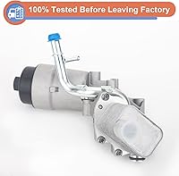 Vista 5 de Adaptador de ensamblaje de carcasa de filtro de enfriador de aceite del motor con junta de colector de escape, compatible con vehículos Chevy Buick