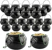 Vista 37 de PMU Caldero de plástico negro para el Día de San Patricio de 8 pulgadas, caldero de plástico negro para el duende del día de San Patricio y Mardi