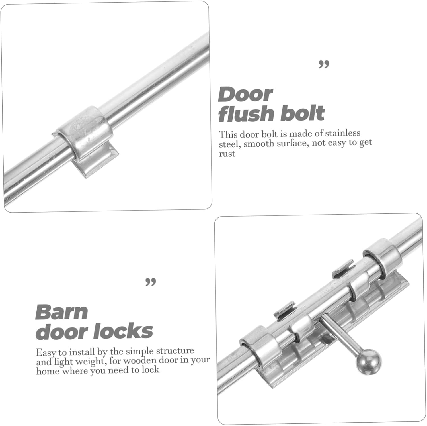 Homoyoyo Stainless Steel Door Flush Bolt Latch Lock for French and Double Doors Easy to Install Provides Privacy and Extra Security Smooth Resistant Design