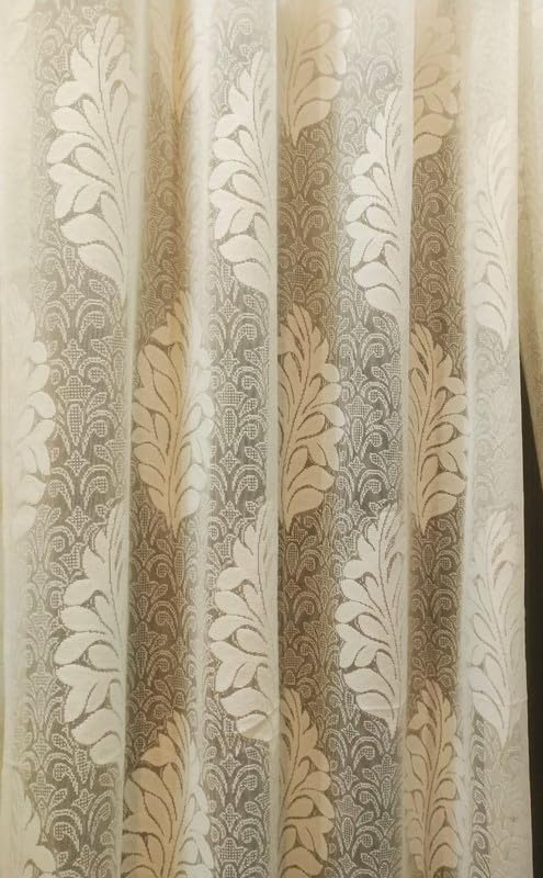 REHAAN Beautiful Decorative 7 Feet Door Heavy Net Curtain Pack Of 1 Heavy Tissue Net Floral Semi Transparent Parda For Home Living Bedroom Office Cream Net Curtain, Semi Sheer, Grommet (B0C7WW5VT7) Amazon Price History, Amazon Price Tracker