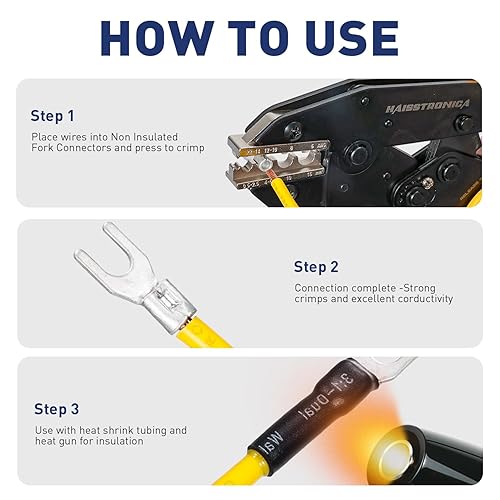 Miniatura 3 de haisstronica Conectores de cable no aislados, 30 terminales de horquilla de 1/4 ", kit de cobre con costura soldada AWG 8