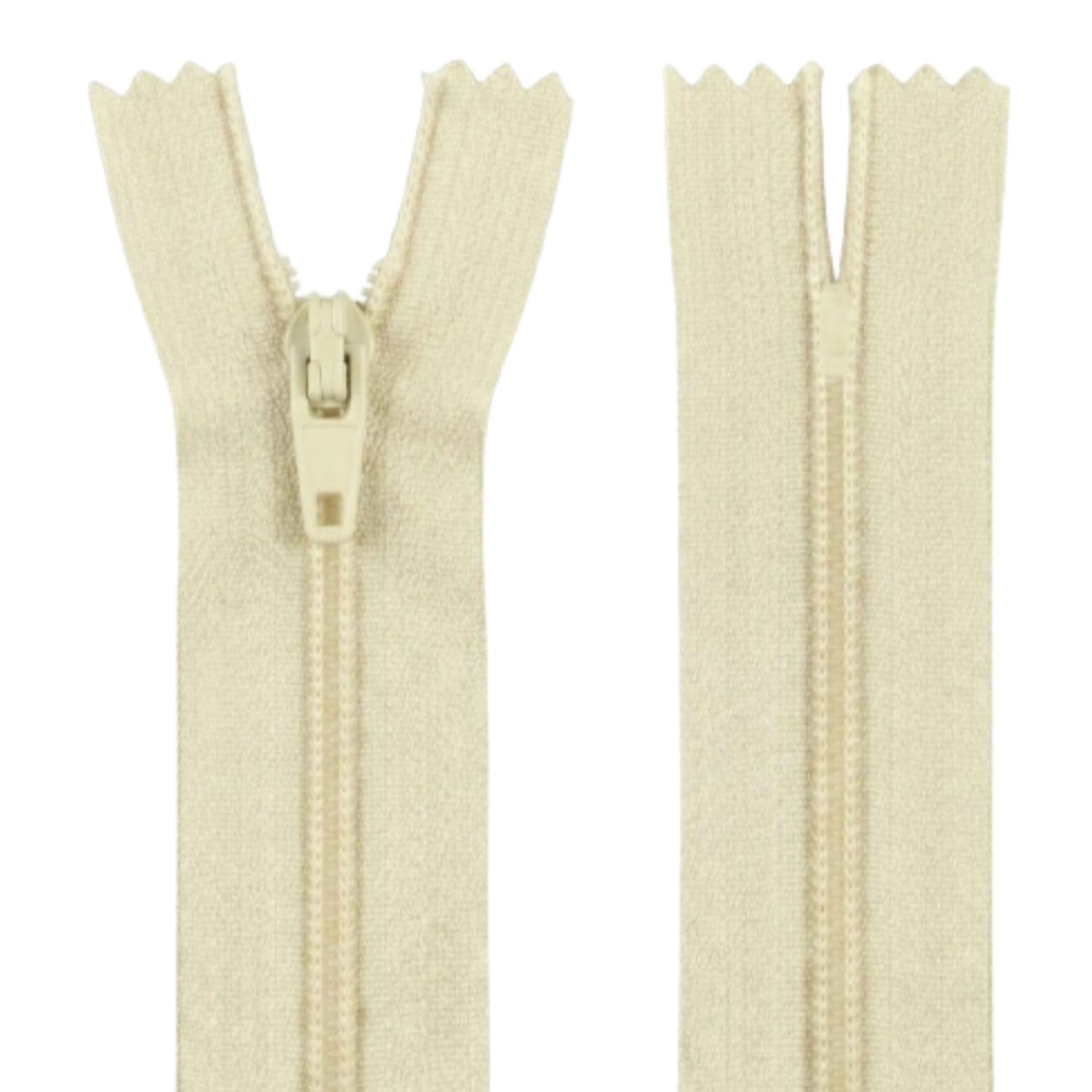 12" (30.5cm) Cream Zip - Closed-End - Dressmaking, Sewing & Craft