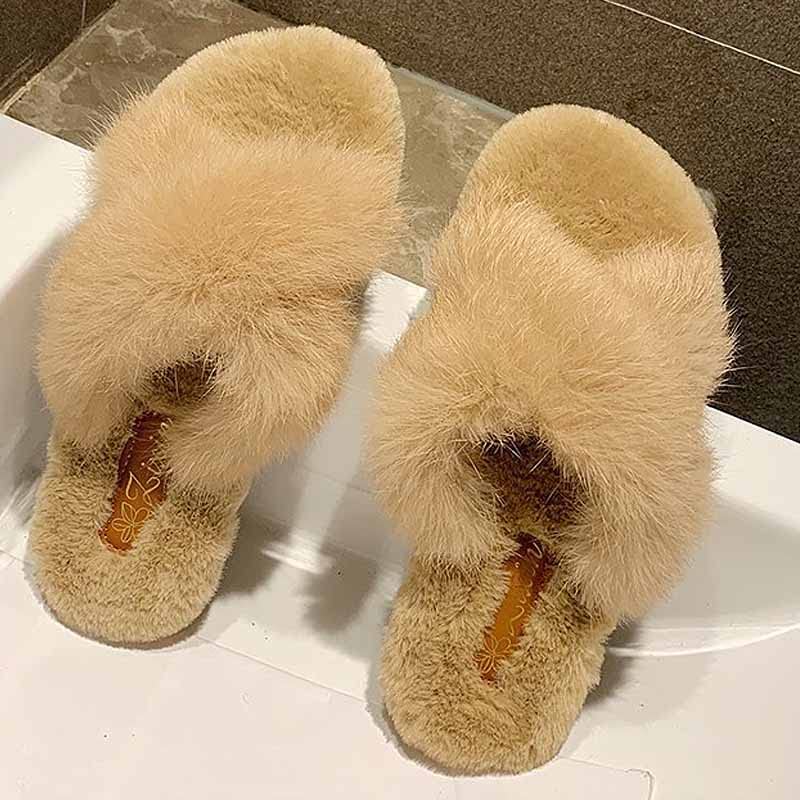 Pantoufles d'hiver intérieures et extérieures pour femmes en daim synthétique