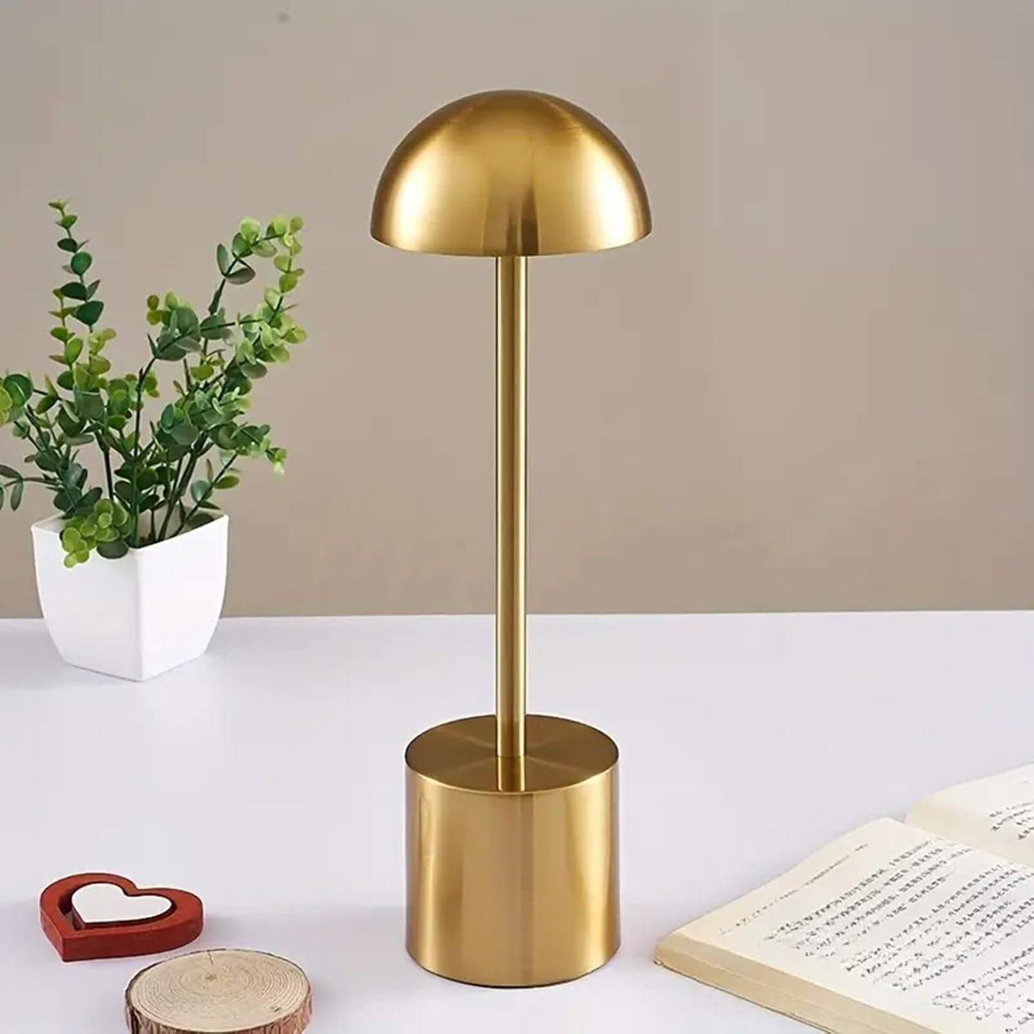 Cordless LED Touch Table Lamp Rechargeable Battery Operated Portable Light Dimming Minimalist Design for Restaurant Couple Dinner Bedroom Patio Outdoor Picnic