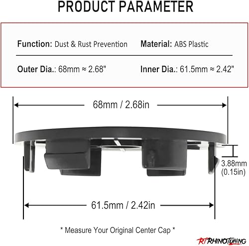 Miniatura 2 de RTRHINOTUNING Tapones centrales de rueda de 2.677 in para réplica SRT de 20 pulgadas, TE37 de 17 pulgadas, ze40, XXR 521, 4 piezas OD-2.677 in (2.67