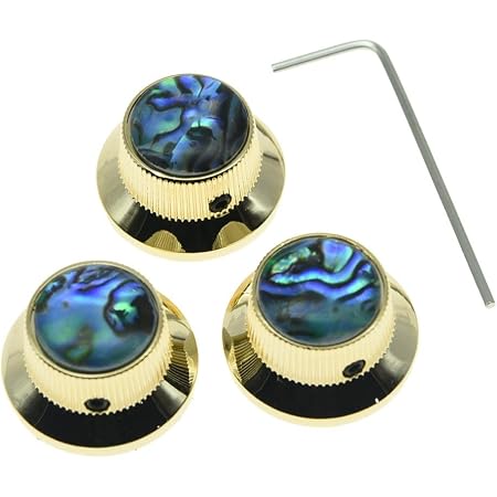 KAISH 4 X Abalone Top Hat Knöpfe Mit Schraubenset, Metallglockenknöpfe Für Gitarre, Bass, Mit 6 Mm Schaft