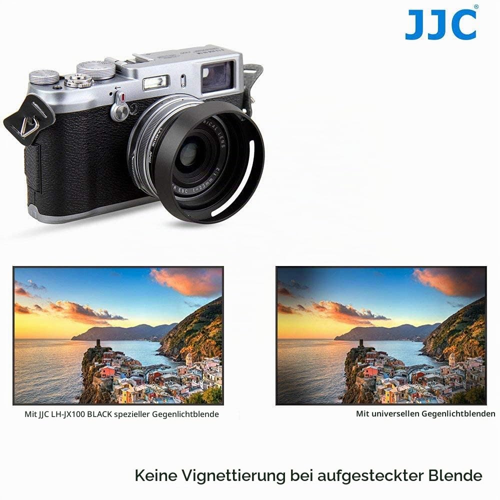 JJC Objektivadapter und Gegenlichtblende für Fujifilm FinePix X100VI, X100V, X100F, X100S, X100T, X100, X70 Ersetzt Fujifilm LH-X100 Sonnenblende Schwarz