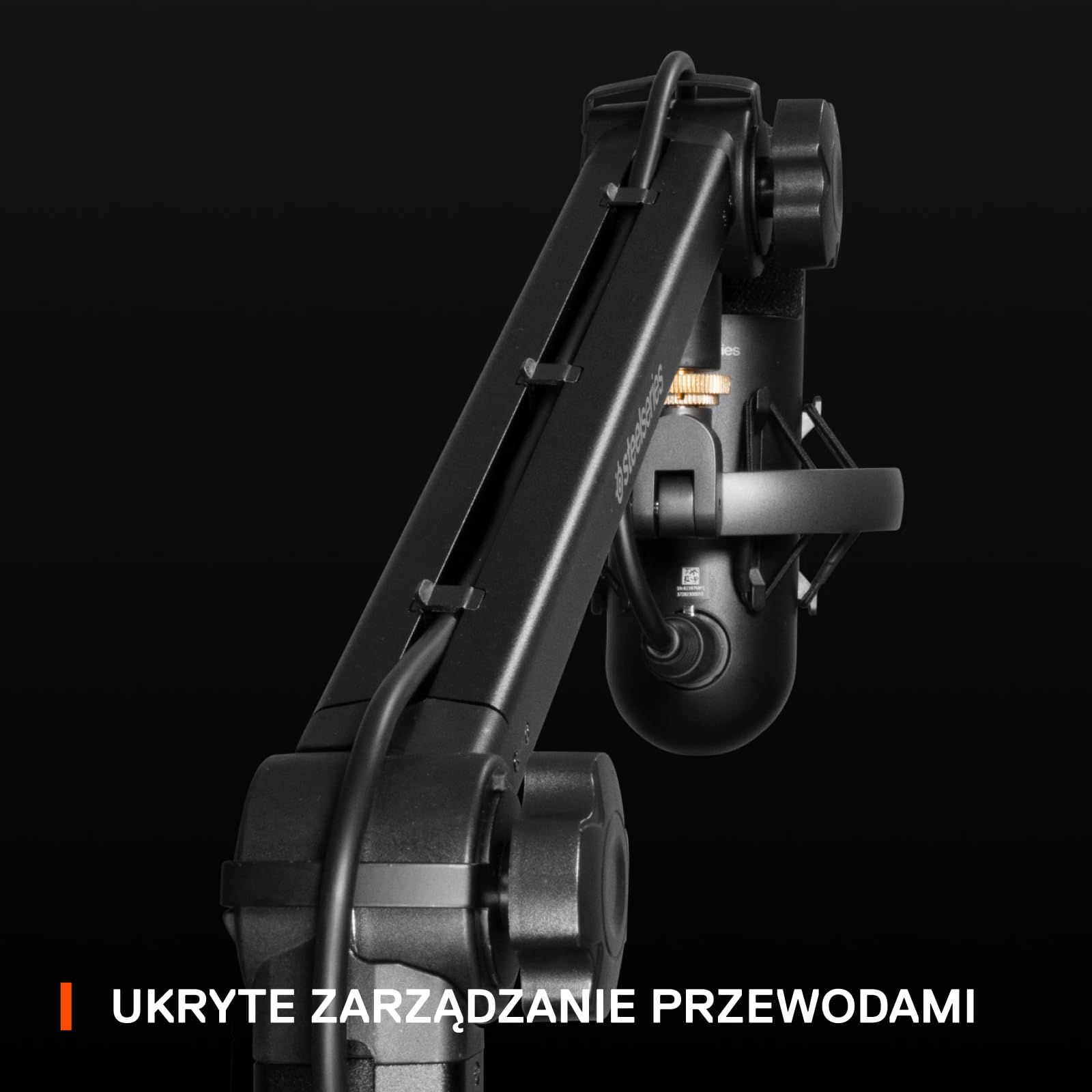 SteelSeries Alias/Alias Pro Mic Boom Arm — do gier, transmisji strumieniowej i podcastów — obrót o 360° — zacisk biurkowy — składana konstrukcja nożycowa — ukryte sprężyny — zarządzanie kablami —