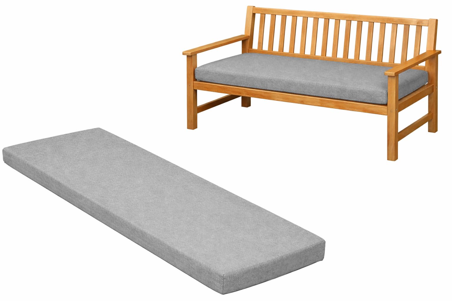 Brillars 100% Waterproof Garden Bench Cushion for 2/3/4 Seater – Outdoor Long Seat Pad with Removable Cover for Patio, Lawn, Garden, Office & Coffee Shop 4 Seater 170x52x6cm Silver Grey — image 1