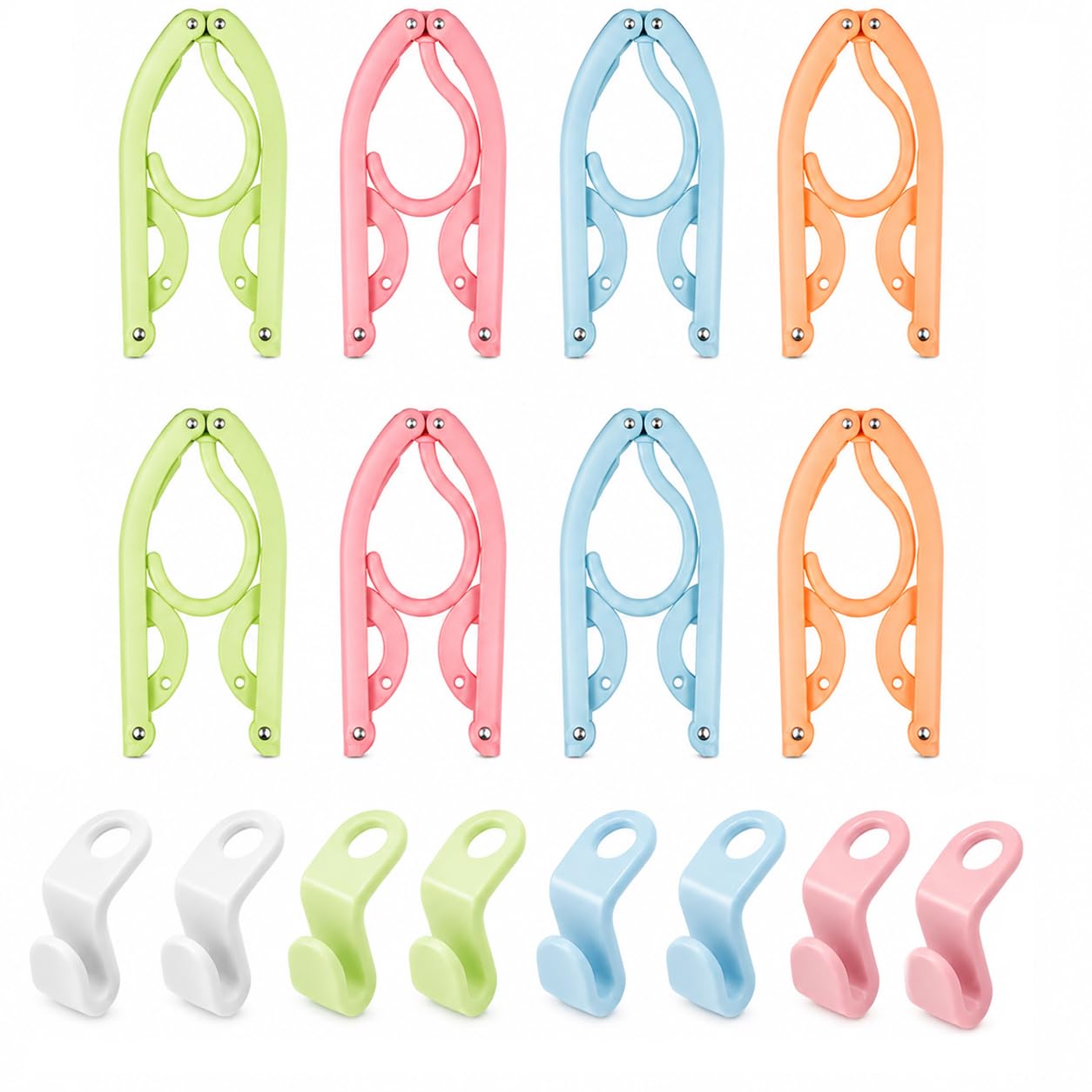 16PCS Folding Clothes Hangers, 4 Colors Travel Portable Clothes Hangers, Plastic Clothes Coats Hangers Hotel Camping Holiday Travel Accessories
