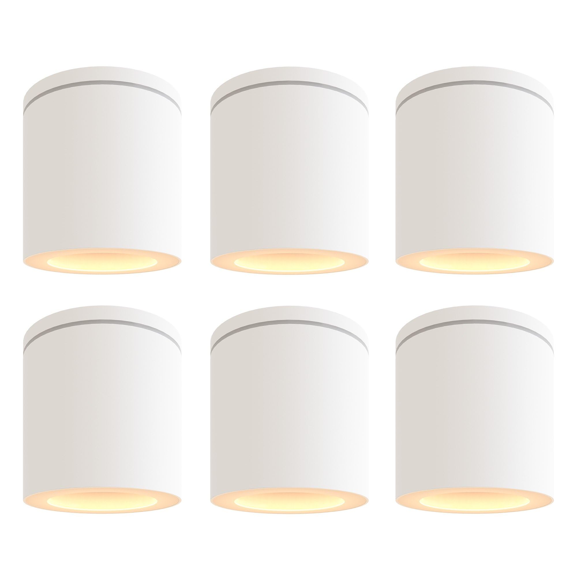 Ledvion 6er Set LED Aufbauspot IP54 Weiss GU10 Fassung ohne Leuchtmittel | spritzwassergeschuetzt IP54; fuer Decke Flur Kueche und Wohnraum