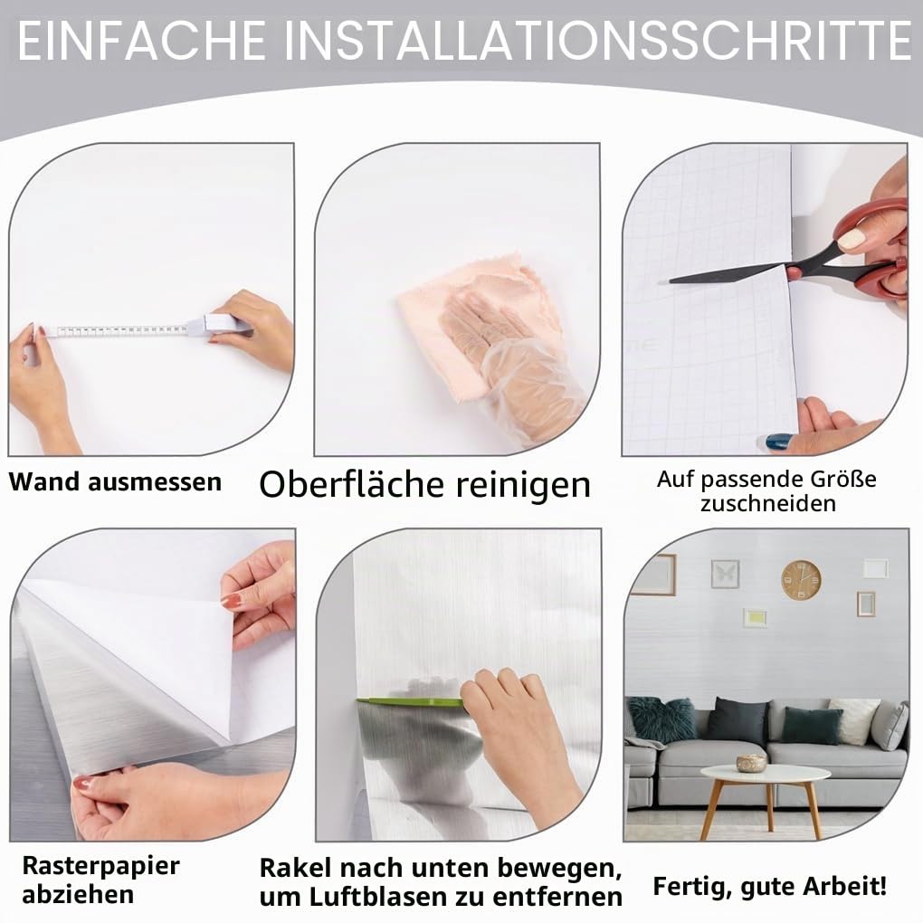 Arthome Gebürstetes Silber Klebefolie Möbel Tapete,40cmx3m Selbstklebende Tapete Wasserdichtes PVC Vinyl Möbelfolie, Klebefolie Papier für Möbelabdeckung, Arbeitsplatte, Küche, Regalauskleidung