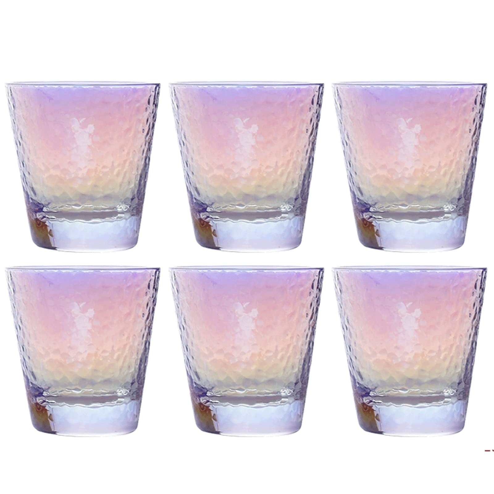 caihuashopping Wassergläser Hammerte Bunte Glasschalen Set von 6 8.7oz optional Bleifreies Getränk-Glaswaren-farbige Glas-Set Trinkglas