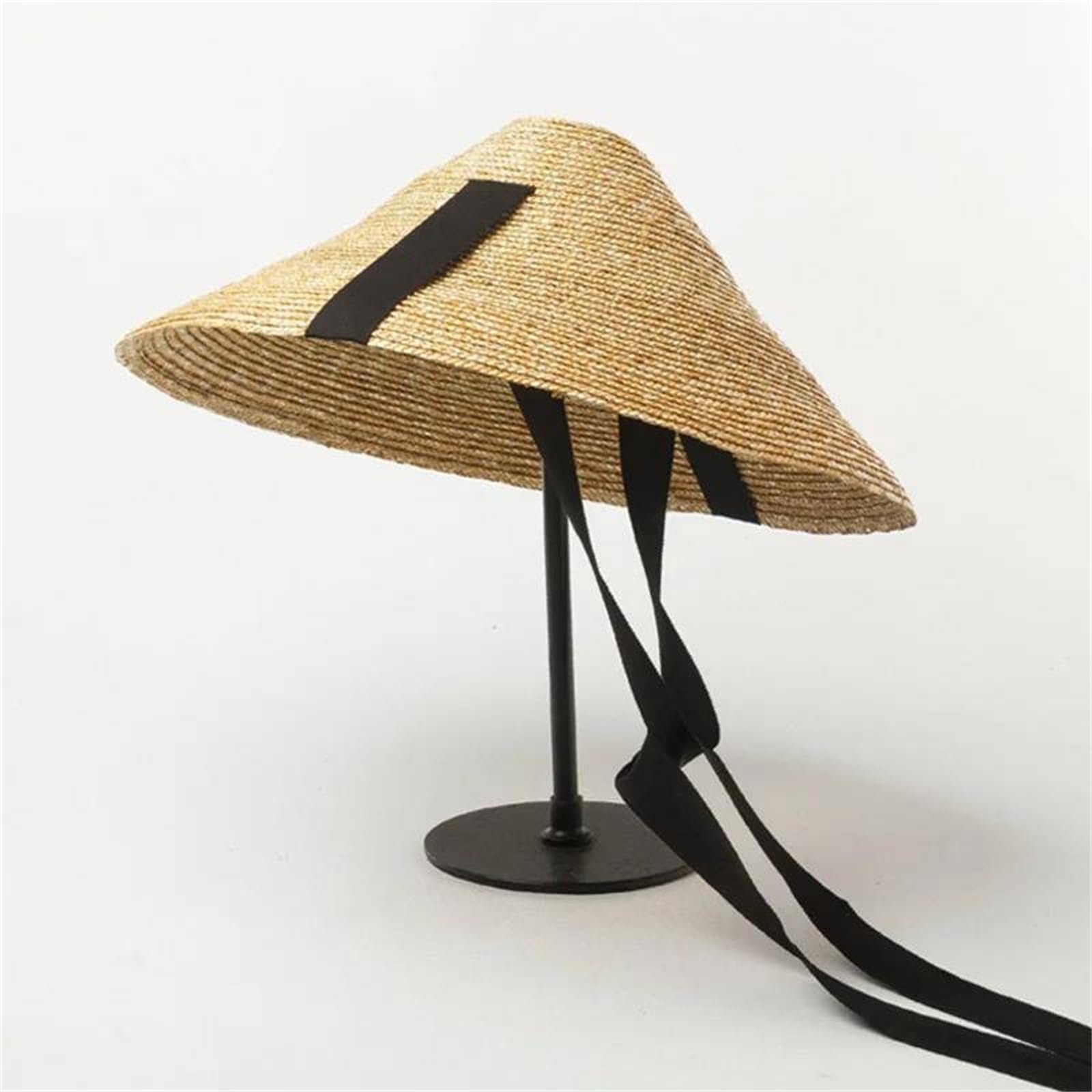 Sombrero de verano para mujer y hombre, sombrero de paja para el sol, ala grande, negro, banda cóncava, gorra de playa