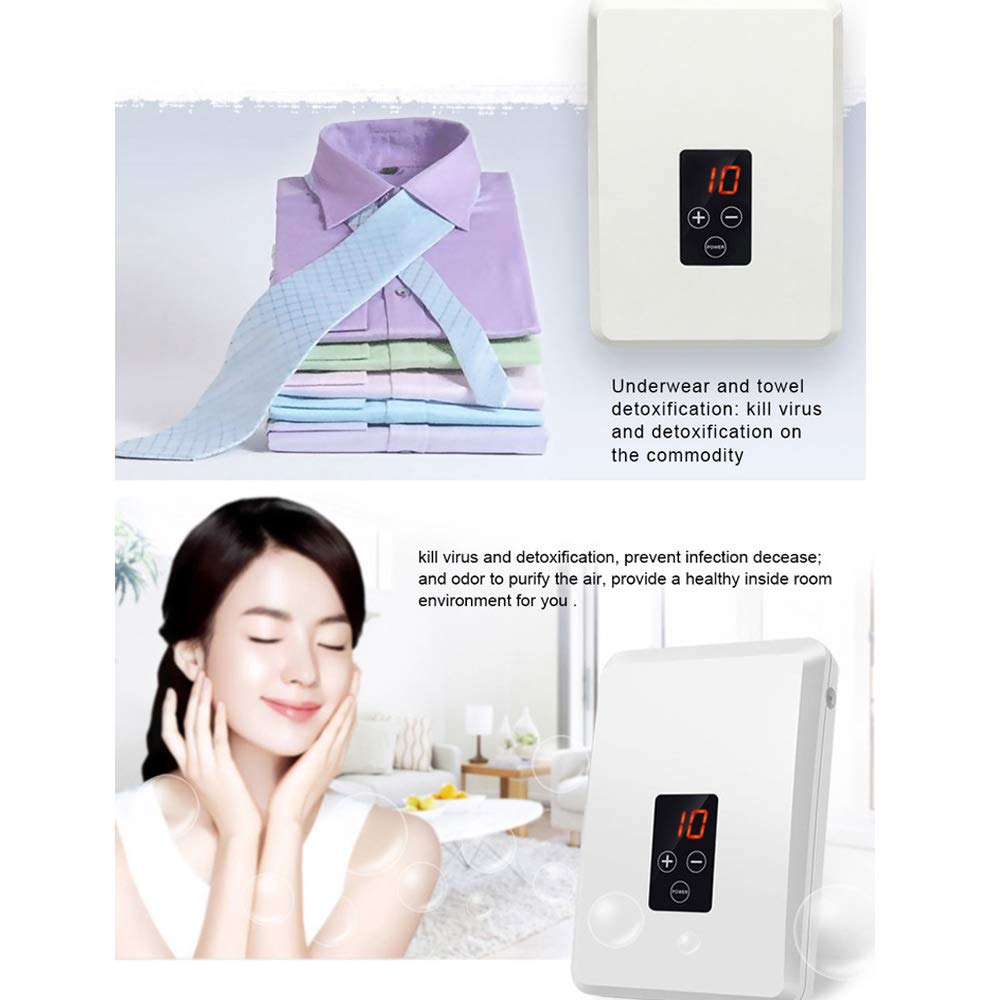 Generador ozono con Pantalla de visualización, Frutas y verduras Ozonizador de desintoxicación, Purificador Hogar con Temporizador para Matar Bacterial/Eliminación Olor/Vajilla Desinfección