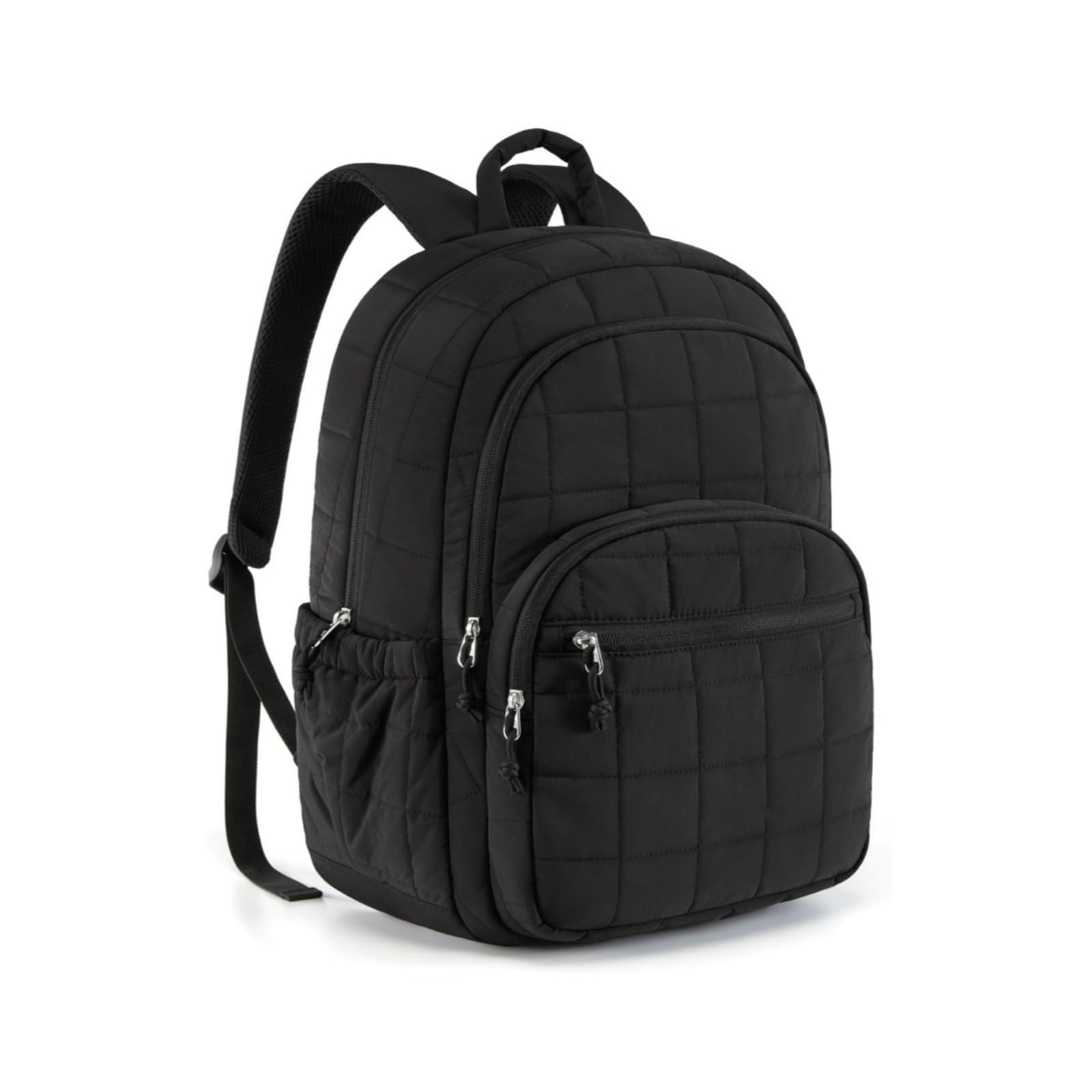 Mochila con Bolsillo Lateral Acolchada, Negro