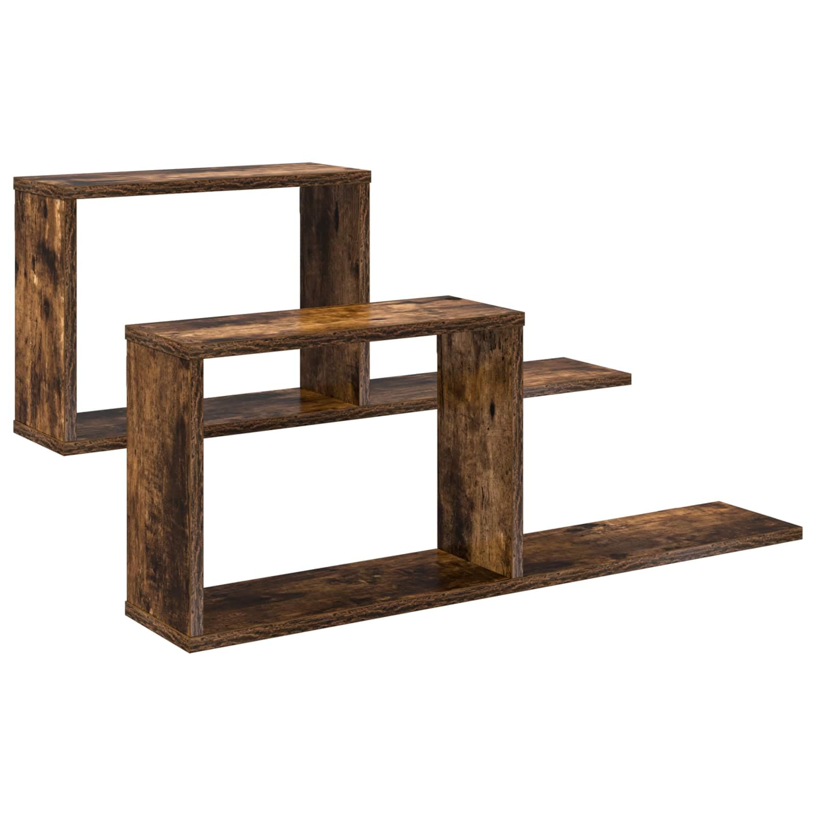 Estantería flotante de madera de roble ahumado, 2 unidades, 80 x 15 x 30 cm, montaje en pared, capacidad de carga de 25 kg, soporte invisible para salón, dormitorio, oficina y decoración