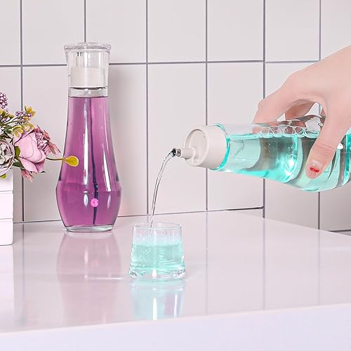 Miniatura 5 de Dispensador de enjuague bucal para baño, dispensadores de enjuague bucal de vidrio con taza, contenedor de enjuague bucal para adultosniños, 8.8
