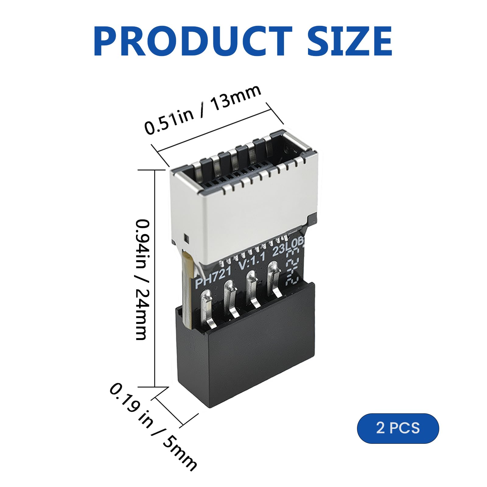 Adaptador de cabecera USB 2.0 a USB 3.2 Gen 1, placa base macho de 9 pines a USB 3.1 tipo E (llave A) hembra para extender puertos USB C en el panel frontal de la PC (paquete de 2)