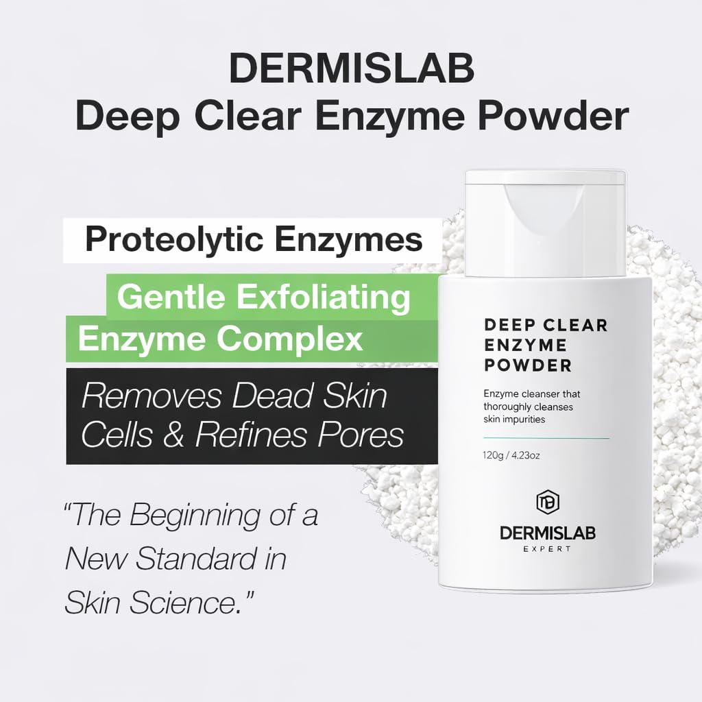 Deep Clear Enzyme Powder – Korean Skincare Enzyme Facial Cleanser Powder for Gentle Exfoliation & Pore Cleansing | Corn Starch & Papain Formula (120 g / 4.23 oz)
