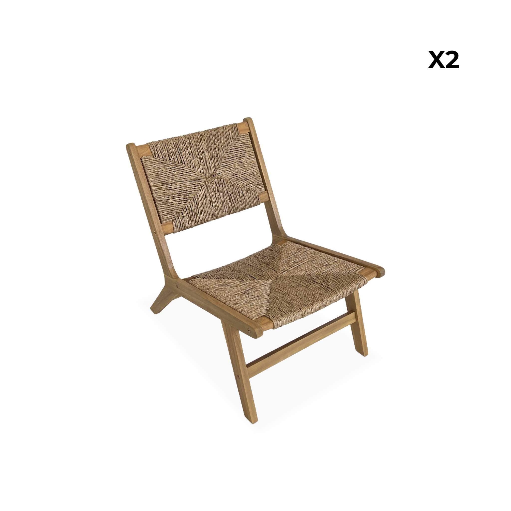 Alice's Garden sweeek - Lot de 2 fauteuils Relax de Jardin en Bois et résine Effet Paille. intérieur/extérieur