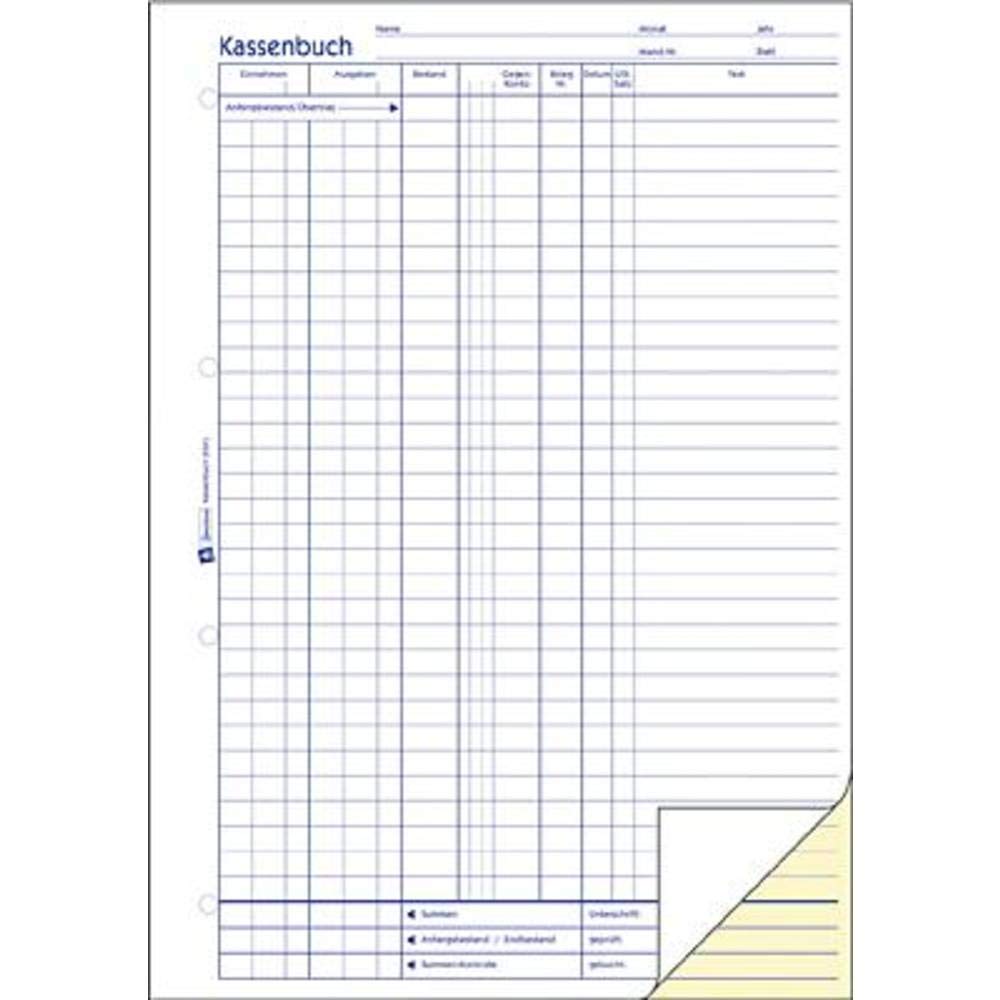 Avery 1756 cash book, A4, according to tax rail 300, 2 x 40 sheets, white, yellow
