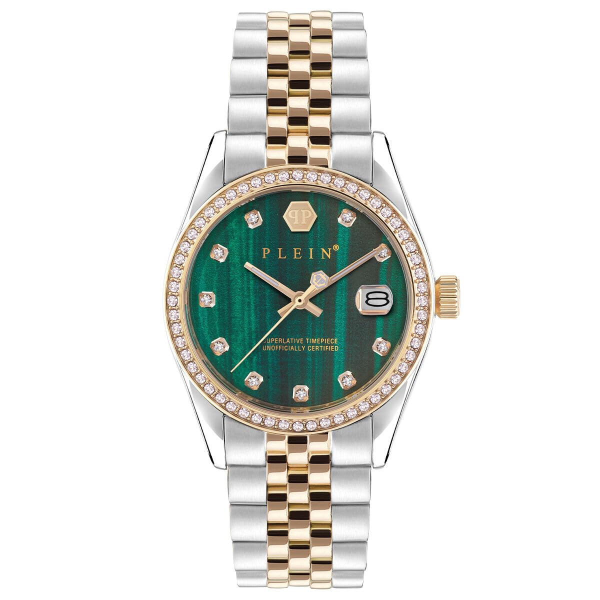 Philipp Plein Orologio Analogico Al Quarzo Da Donna, In Acciaio Inox Super Lativo, Argento/Oro/Verde, Moderno - 4