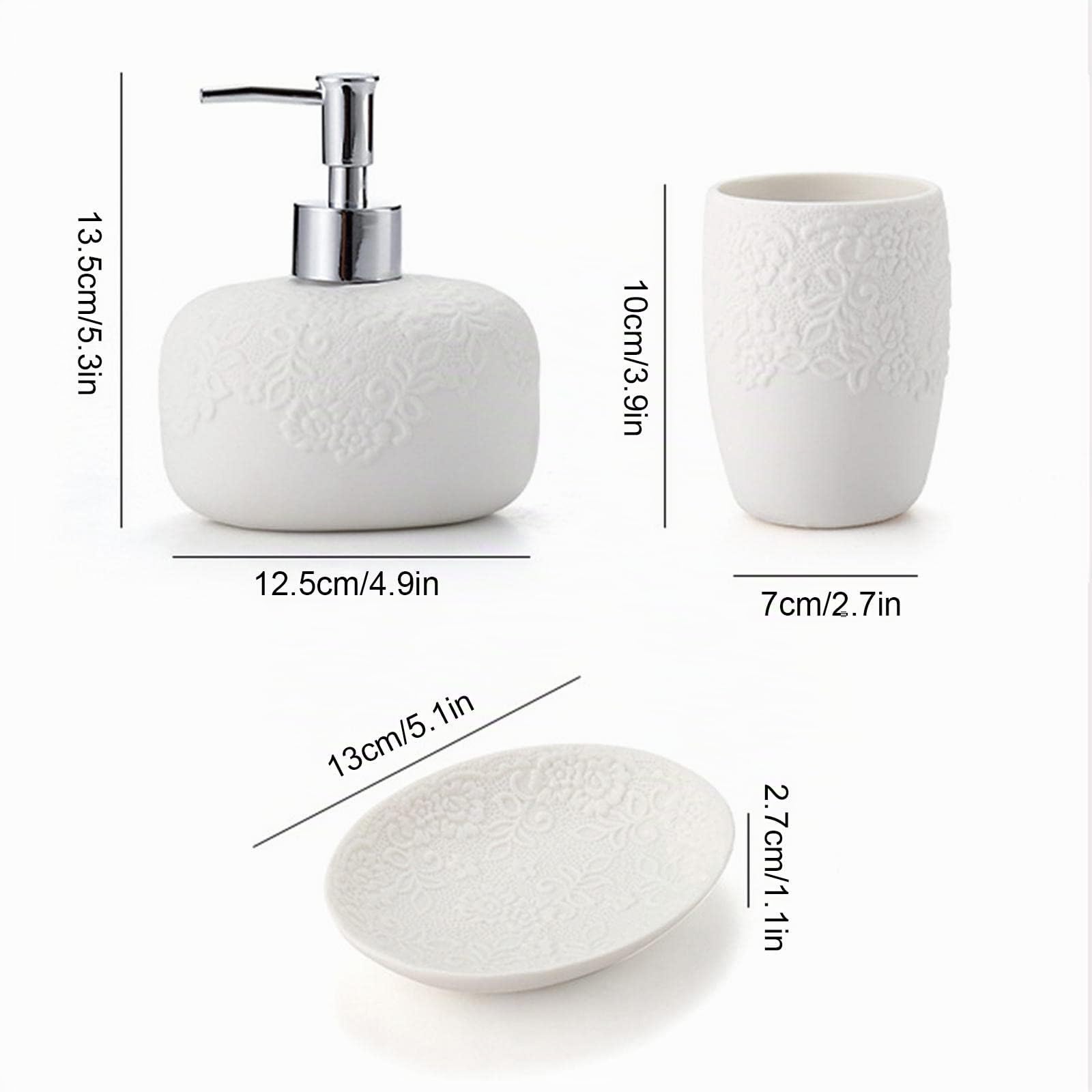 Set di accessori da bagno in ceramica, set di accessori da bagno completo, set di accessori da bagno con dispenser di sapone, 2 bicchieri, portasapone