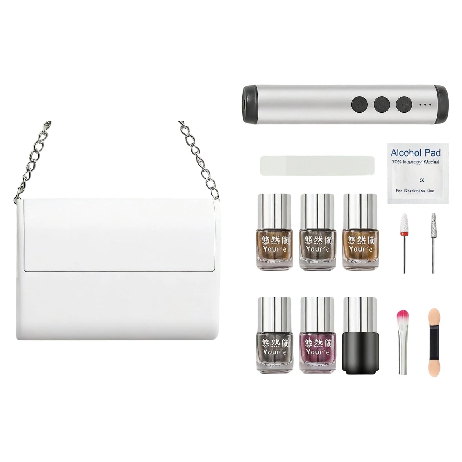 Juego de manicura portátil con estuche de viaje, lima pulidora de uñas, almohadilla de algodón, herramientas profesionales para el cuidado de las uñas para el hogar