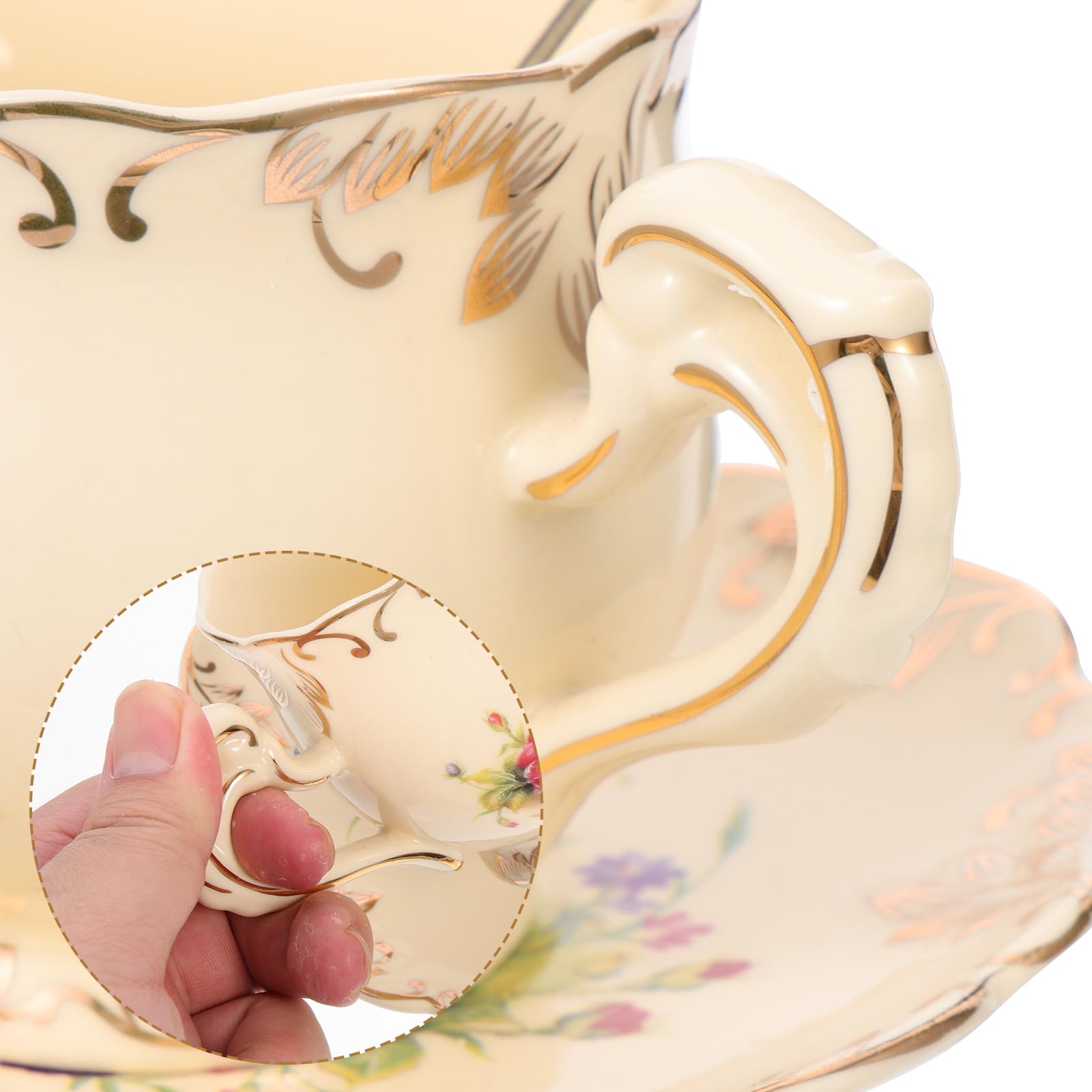 Teetassen Satz mit 1 Keramik Untertasse Retro 250ml