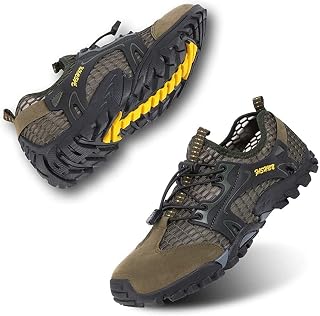 Herren Wanderschuhe Sportsandale Outdoor Sommer Hiking Sandale Atmung Mesh Trekkingschuhe Leichte Barfußschuhe Anti-Rutsch Atmungsaktiv Schnell Trocknend Grün 41 EU