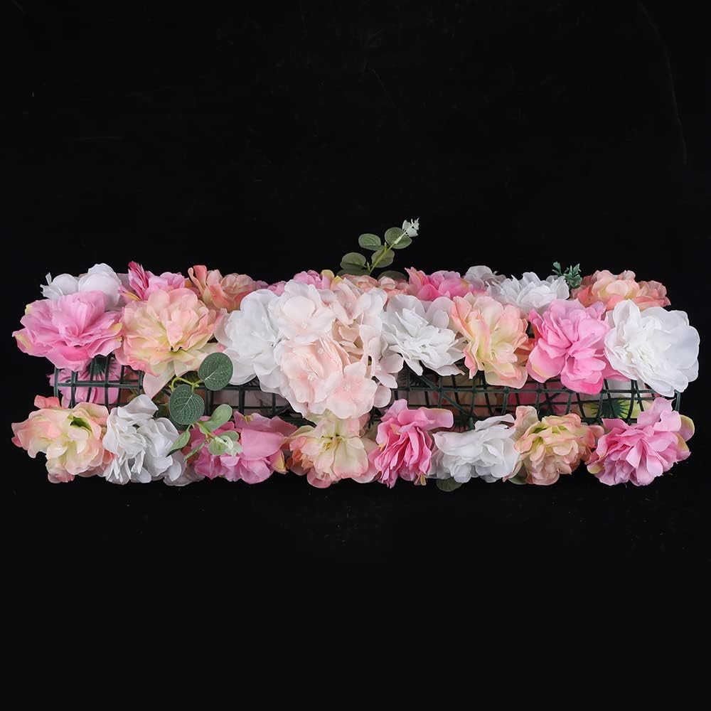 12 Pcs Artificial Flower Wall Panels 60x40cm Silk Hydrangea Wall Panel Flowers, Rose Wall Panel Artificial Flowers Wall Decor 3D Flower Wall Panel Silk Flowers