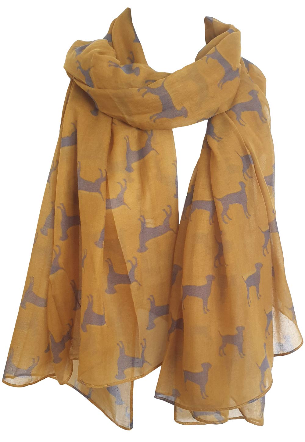 Glamlondon Women's Mustard Labrador Dog Scarf Fashion Scarves (Mustard)