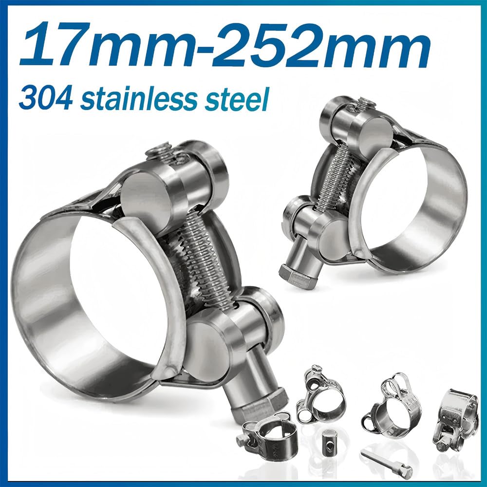 Abrazaderas de manguera de acero inoxidable para tuberías de escape, aire y agua, sellado duradero, reparación y soldadura, 240, 252 mm