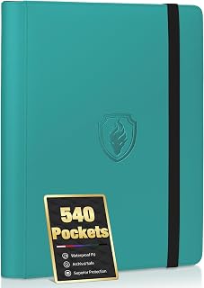 Premium 9 Pocket Card Binder for 540 Cards, Fabmaker PU Trading Card Binder