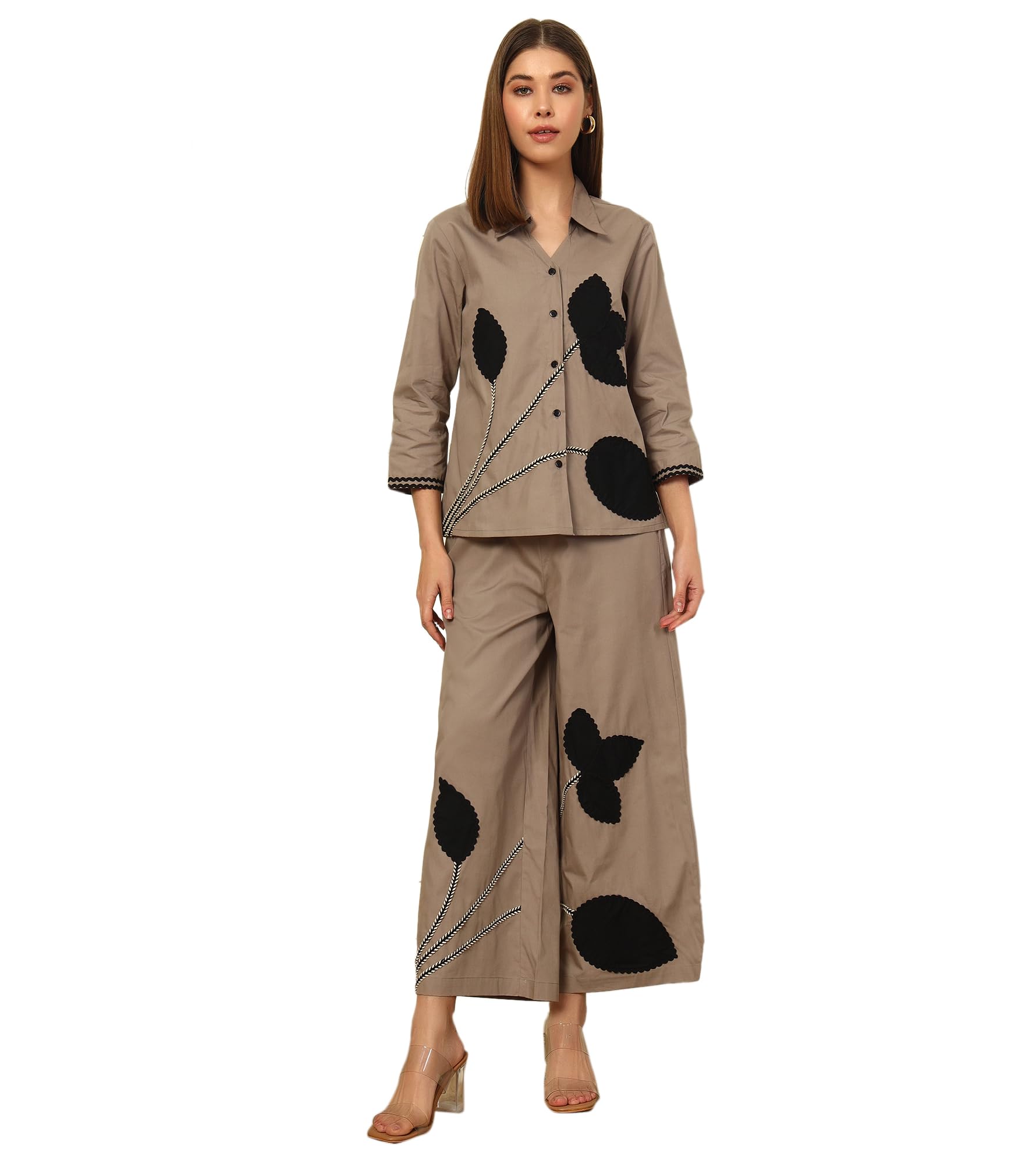 deebaco Solid Cotton Shirt With Pants Women's Co-Ord Set|Full Sleeves Collared Neck Long Length Regular Fit Summer Western Casual Wear Ladies Cord Set-picture-48