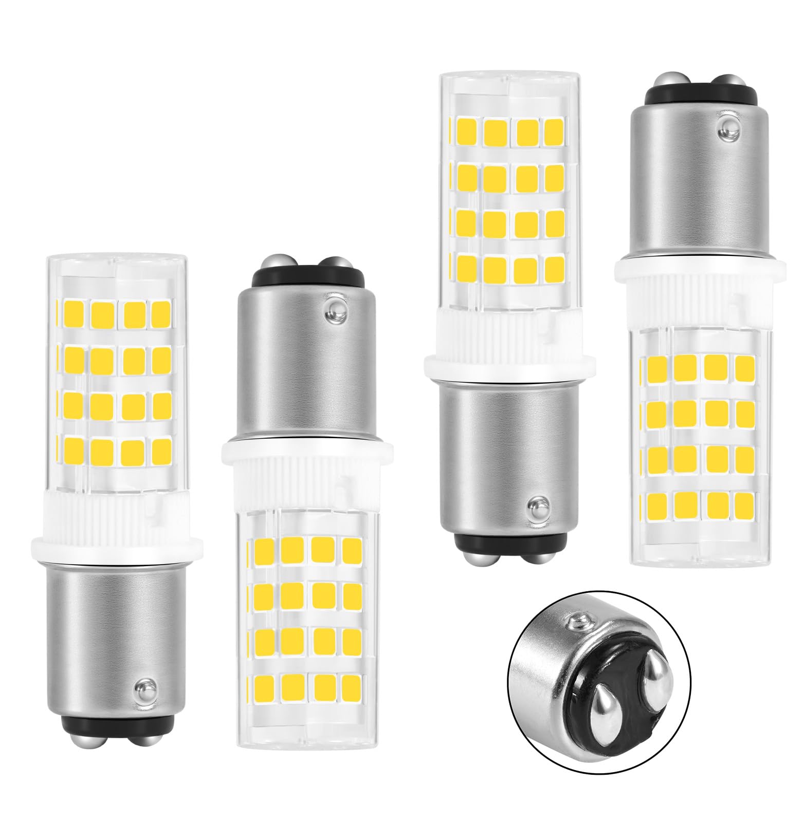 BA15D-Sockel, Doppelkontakt-LED, 230 V, 3 W entspricht einer 40-W-Halogenlampe, Ersatzlampe für Nähmaschinen, Haushaltslampe, flimmerfrei, nicht dimmbar, 360°, 400 Lumen (Kaltweiß 6000k, 4er-Pack)