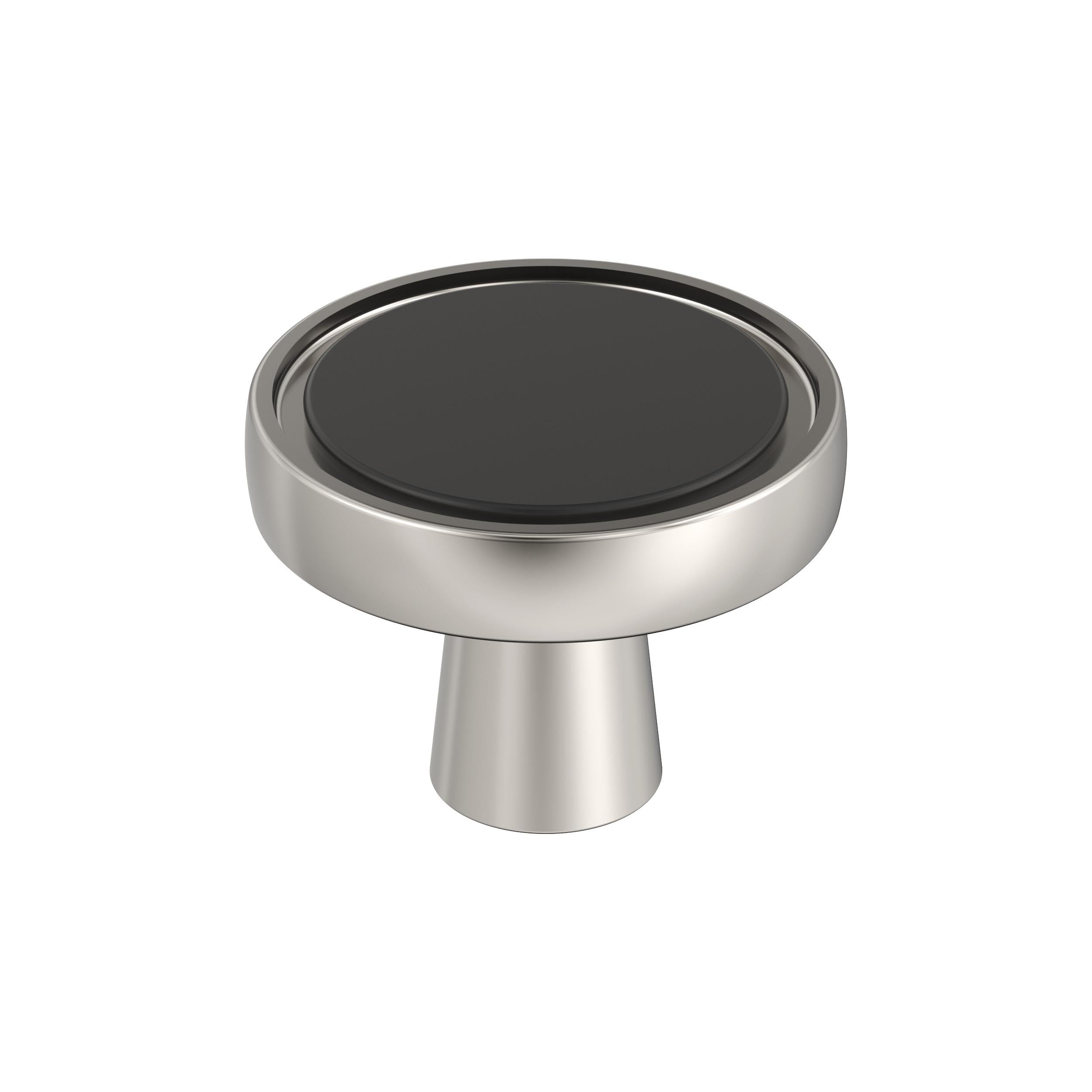 Amerock BP36857FBPN | Mergence 1-3/8 inch (35mm) Diameter Matte Black/Polished Nickel Cabinet Knob | Kitchen Cabinet Hardware | Furniture Hardware | Drawer Handle