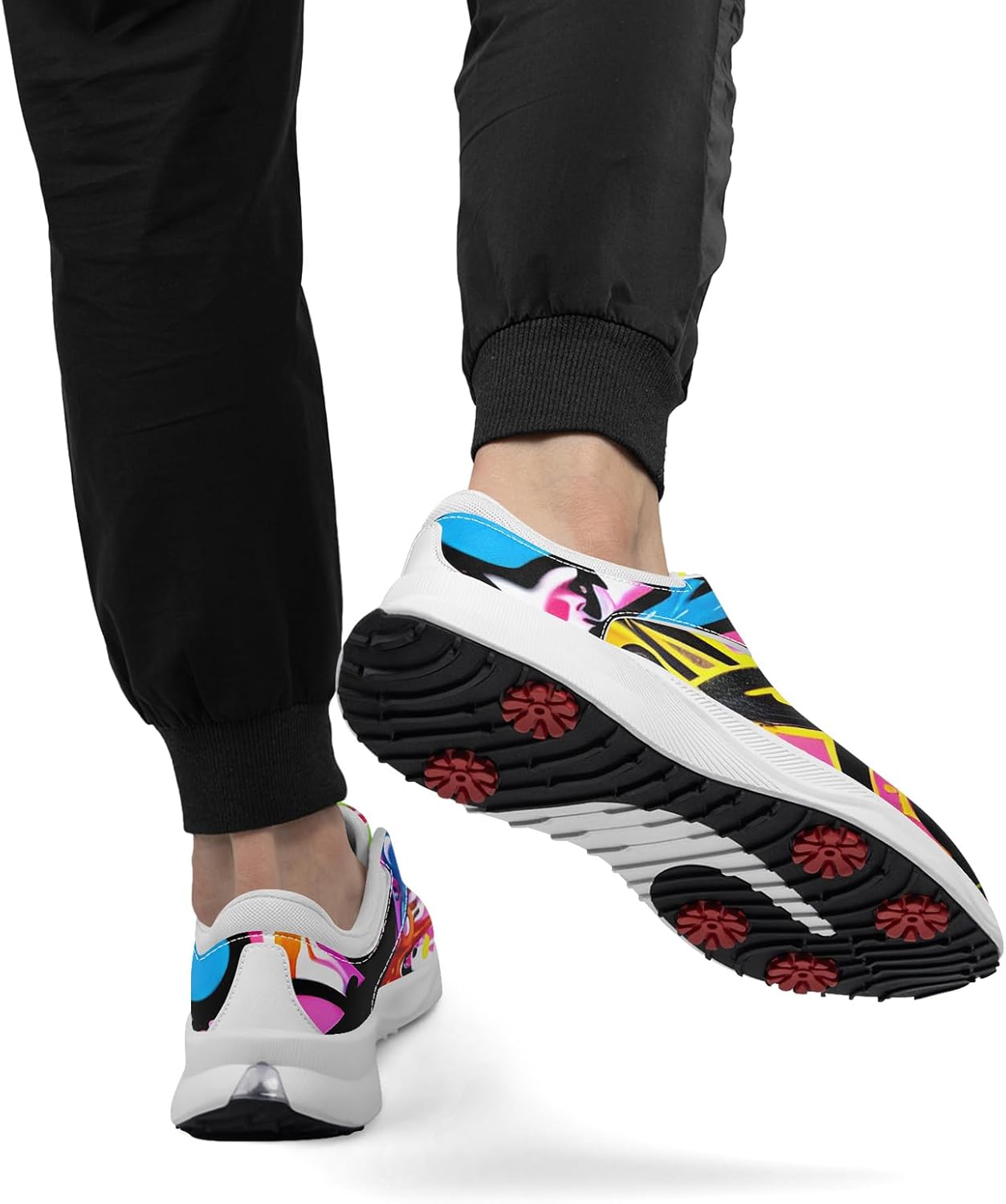 Spikeless Golf Shoes for Men Women, Breathable Golf Sneakers with Heel Vent, Abstract Art Walking Sports Shoes