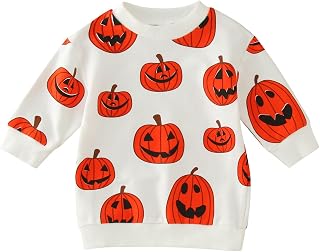 Baby Girl Halloween Outfit Newborn Toddler Infant Kids Baby Girls Boys Halloween Sweatshirt T Shirts Long Sleeve Crewneck Pullover Outwear Outfits Halloween Infant