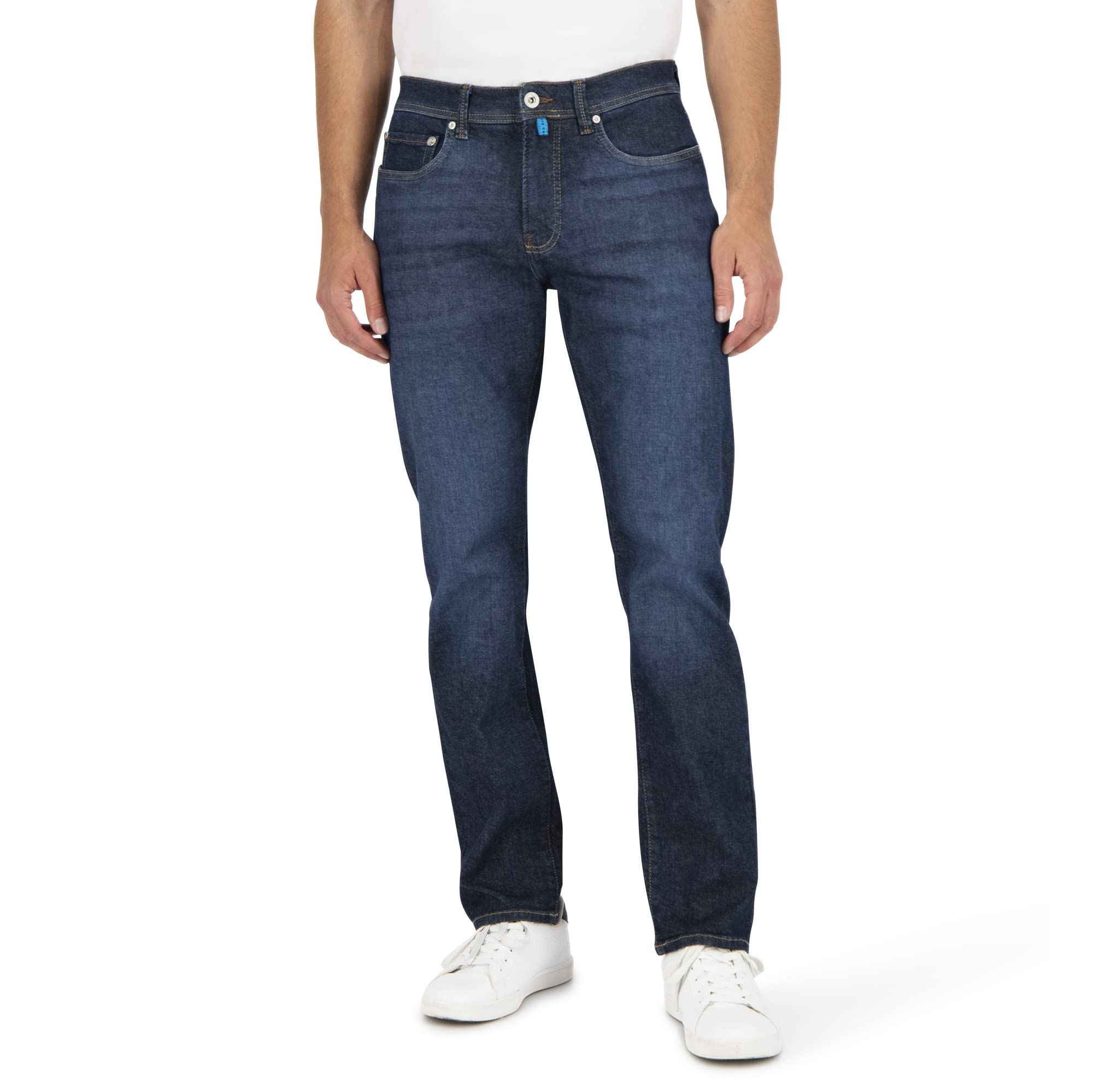 Pierre Cardin Men's 5-Pocket Lyon Tapered Jeans, Dark Blue Used Buffies, 32W / 30L