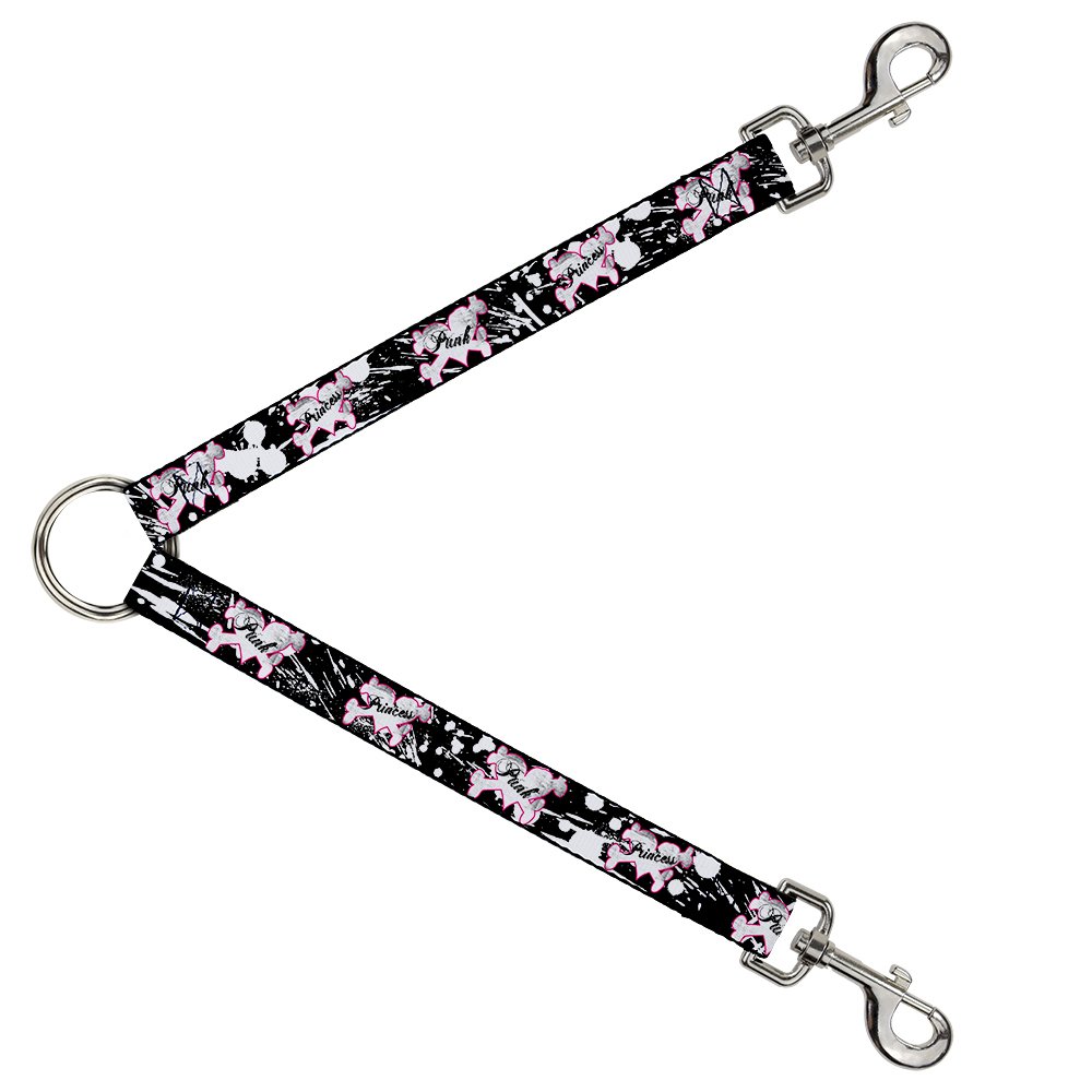 Corazón de Princesa accesorio Buckle-Down DLS-W31683 para paseos urbanos con plato negro y blanco