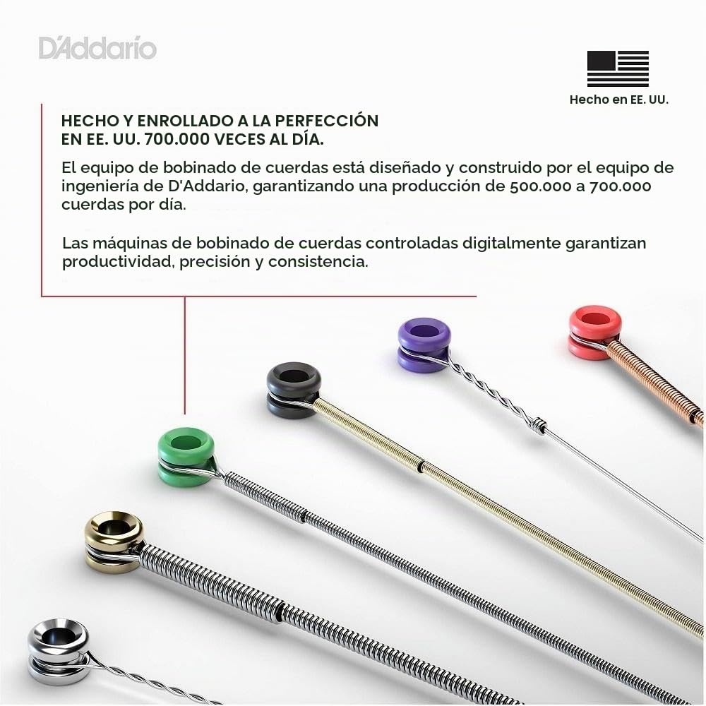 Cuerdas D'Addario para Guitarra Bajo, Nylon Negro Tapewound, ETB92, Escala Larga, Calibre Medio 50-105, Juego de 4 Cuerdas, Paquete de 1