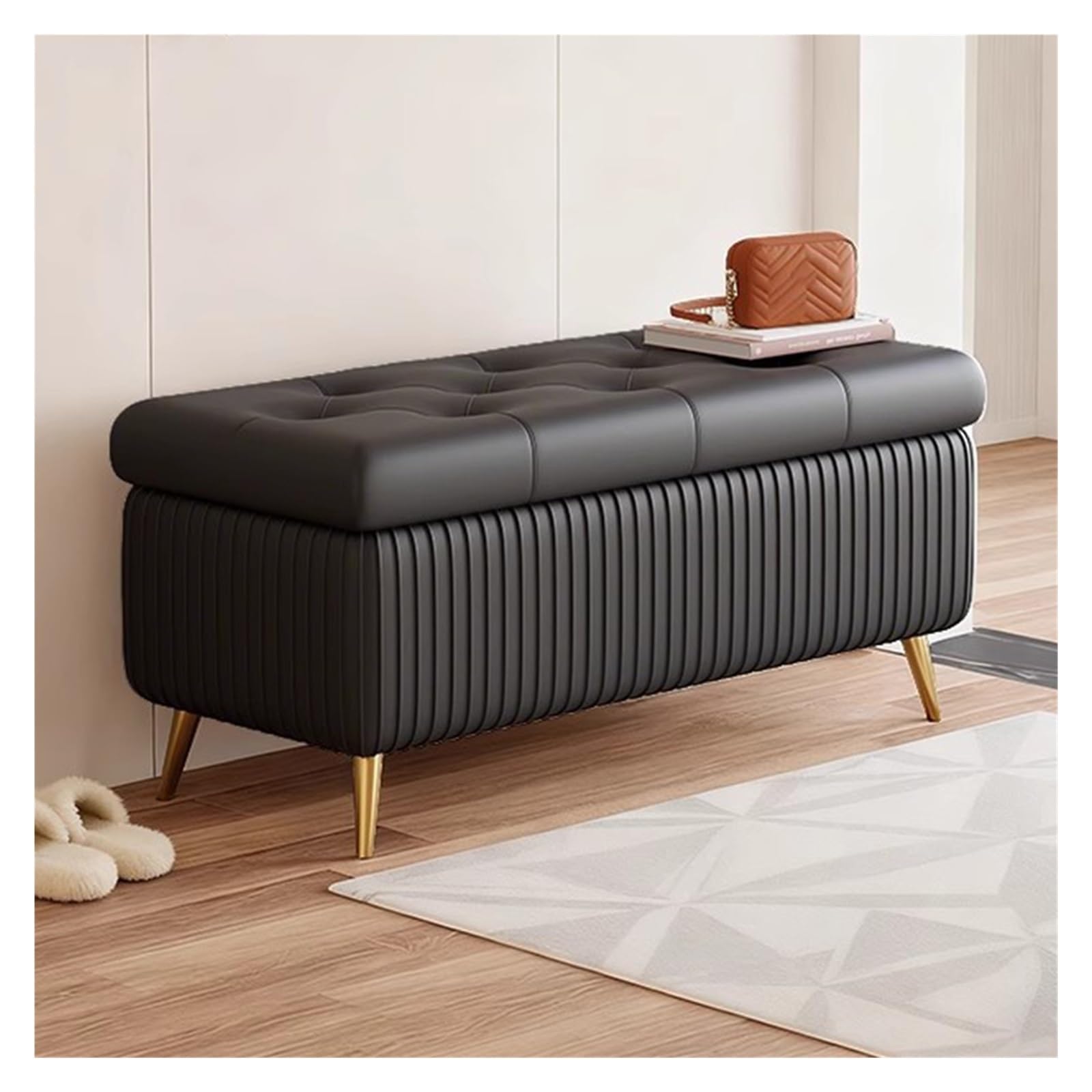 Banc coffre ottoman Sto Solut 60 cm en similicuir finition luxe