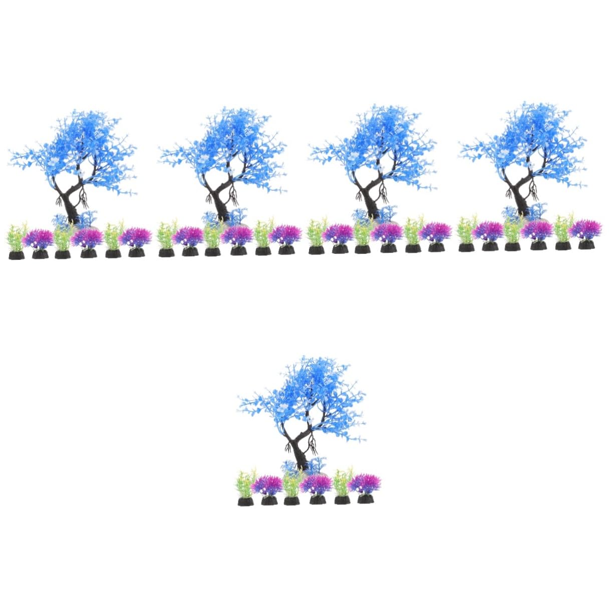 Sosoport 5 Juegos 5 Juegos De Combinación De Plantas De Agua De Simulación Pecera Pecera Planta Artificial Acuario De Agua Dulce Esponja Secadora De Estanque 7 Uds * 5