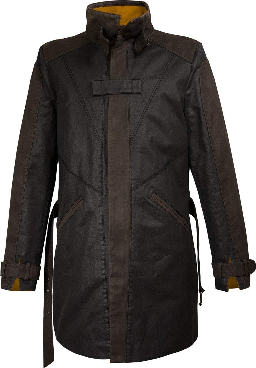 SJ OuterwearMen's WD Watch Aiden Pearce Dog Lightweight Vigilante Brown Cotton Trench Coat Costume