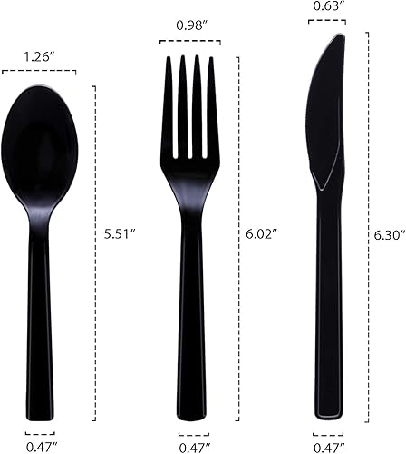 Miniatura 2 de Party Essentials Paquete combinado de cubiertos de plástico duro disponible en 15 colores, negro, 68 lugares