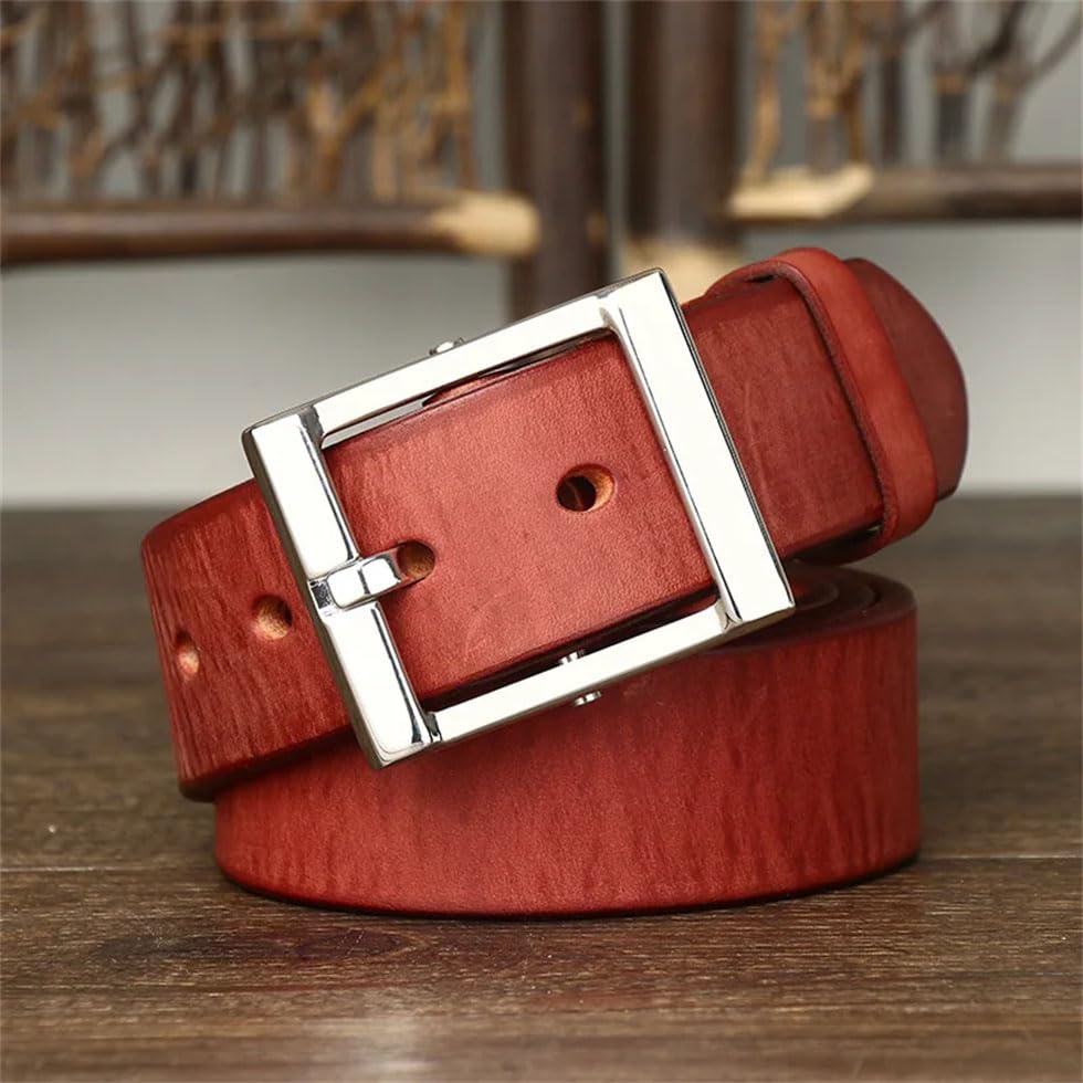 Men Solid Casual Leather Belts Stainless Steel Pin Buckle Fancy Vintage Jeans Belts2